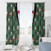 Christmas Patchwork Fake Tuxedo Window Curtain Santa and Reindeer Green Plaid Style - Wonder Print Shop