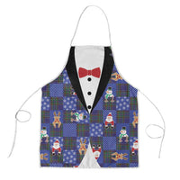Christmas Patchwork Fake Tuxedo Apron Santa and Reindeer Blue Plaid Style - Wonder Print Shop