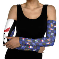 Christmas Patchwork Fake Tuxedo Arm Sleeves Santa and Reindeer Blue Plaid Style - Wonder Print Shop