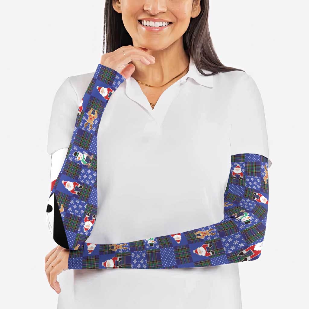 Christmas Patchwork Fake Tuxedo Arm Sleeves Santa and Reindeer Blue Plaid Style - Wonder Print Shop