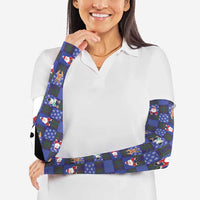 Christmas Patchwork Fake Tuxedo Arm Sleeves Santa and Reindeer Blue Plaid Style - Wonder Print Shop