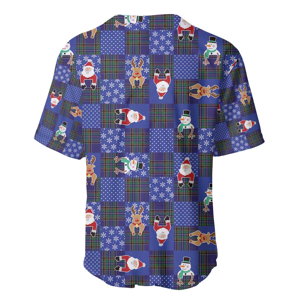Christmas Patchwork Fake Tuxedo Baseball Jersey Santa and Reindeer Blue Plaid Style - Wonder Print Shop