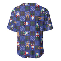 Christmas Patchwork Fake Tuxedo Baseball Jersey Santa and Reindeer Blue Plaid Style - Wonder Print Shop