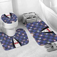 Christmas Patchwork Fake Tuxedo Bathroom Set Santa and Reindeer Blue Plaid Style - Wonder Print Shop