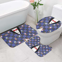 Christmas Patchwork Fake Tuxedo Bathroom Set Santa and Reindeer Blue Plaid Style - Wonder Print Shop
