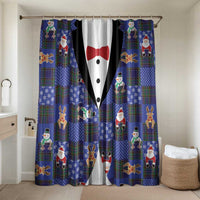 Christmas Patchwork Fake Tuxedo Bathroom Set Santa and Reindeer Blue Plaid Style - Wonder Print Shop