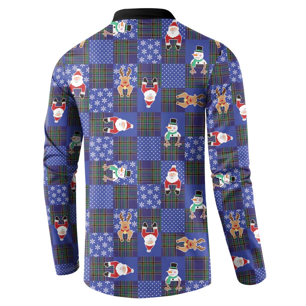 Christmas Patchwork Fake Tuxedo Button Sweatshirt Santa and Reindeer Blue Plaid Style - Wonder Print Shop