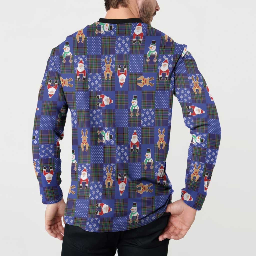 Christmas Patchwork Fake Tuxedo Button Sweatshirt Santa and Reindeer Blue Plaid Style - Wonder Print Shop
