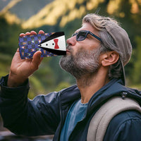 Christmas Patchwork Fake Tuxedo 4 in 1 Can Cooler Tumbler Santa and Reindeer Blue Plaid Style - Wonder Print Shop