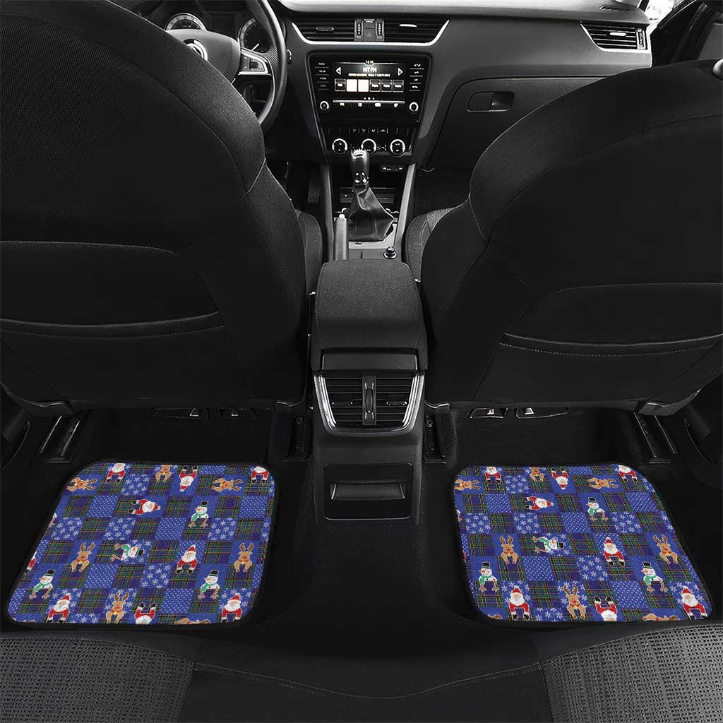 Christmas Patchwork Fake Tuxedo Car Mats Santa and Reindeer Blue Plaid Style - Wonder Print Shop
