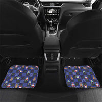 Christmas Patchwork Fake Tuxedo Car Mats Santa and Reindeer Blue Plaid Style - Wonder Print Shop