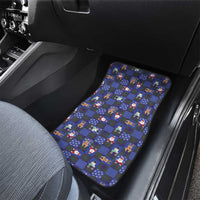 Christmas Patchwork Fake Tuxedo Car Mats Santa and Reindeer Blue Plaid Style - Wonder Print Shop