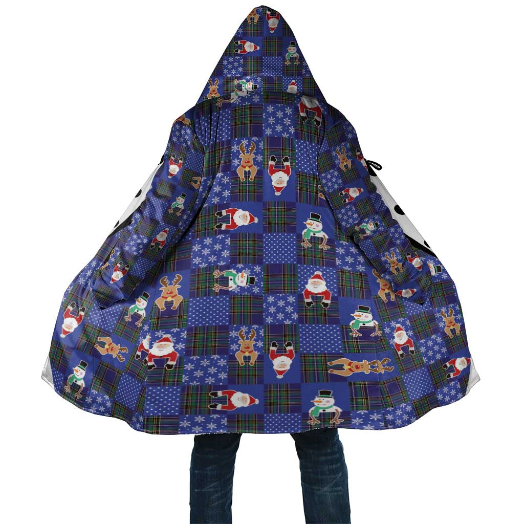 Christmas Patchwork Fake Tuxedo Cloak Santa and Reindeer Blue Plaid Style - Wonder Print Shop