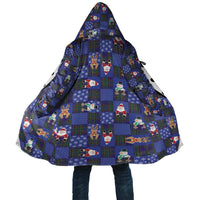 Christmas Patchwork Fake Tuxedo Cloak Santa and Reindeer Blue Plaid Style - Wonder Print Shop