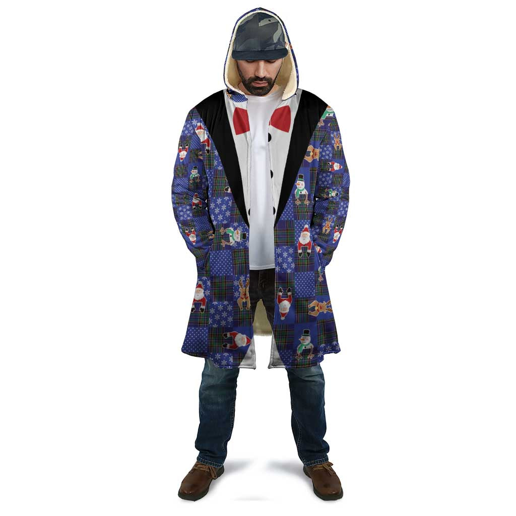 Christmas Patchwork Fake Tuxedo Cloak Santa and Reindeer Blue Plaid Style - Wonder Print Shop