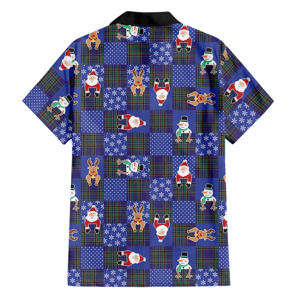 Christmas Patchwork Fake Tuxedo Family Matching Mermaid Dress and Hawaiian Shirt Santa and Reindeer Blue Plaid Style - Wonder Print Shop