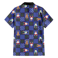 Christmas Patchwork Fake Tuxedo Family Matching Mermaid Dress and Hawaiian Shirt Santa and Reindeer Blue Plaid Style - Wonder Print Shop