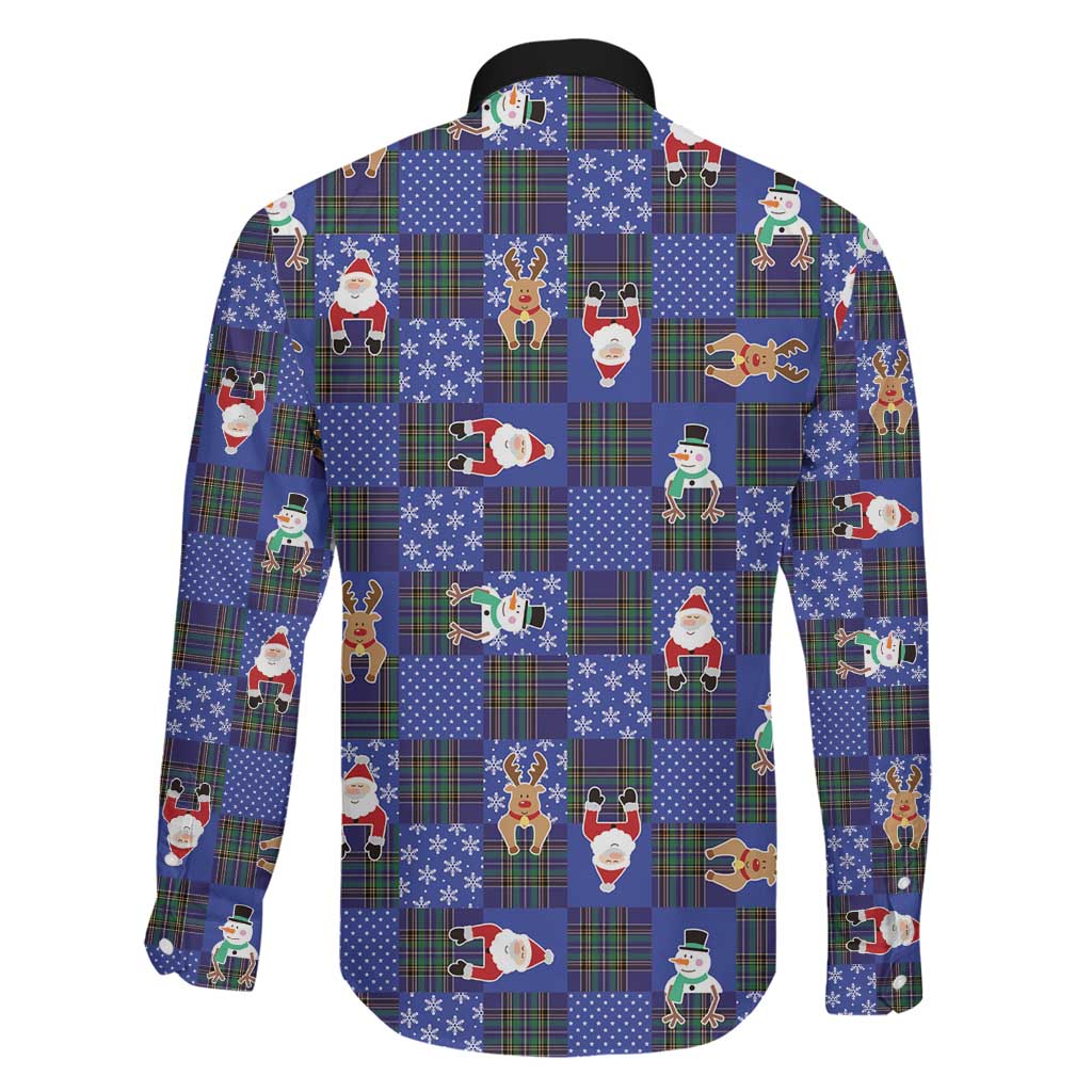 Christmas Patchwork Fake Tuxedo Family Matching Mermaid Dress and Hawaiian Shirt Santa and Reindeer Blue Plaid Style - Wonder Print Shop