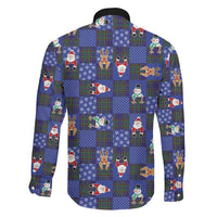 Christmas Patchwork Fake Tuxedo Family Matching Mermaid Dress and Hawaiian Shirt Santa and Reindeer Blue Plaid Style - Wonder Print Shop