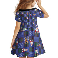 Christmas Patchwork Fake Tuxedo Family Matching Off Shoulder Maxi Dress and Hawaiian Shirt Santa and Reindeer Blue Plaid Style - Wonder Print Shop