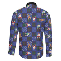Christmas Patchwork Fake Tuxedo Family Matching Off Shoulder Maxi Dress and Hawaiian Shirt Santa and Reindeer Blue Plaid Style - Wonder Print Shop