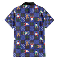 Christmas Patchwork Fake Tuxedo Hawaiian Shirt Santa and Reindeer Blue Plaid Style - Wonder Print Shop