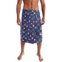 Christmas Patchwork Fake Tuxedo Lavalava Santa and Reindeer Blue Plaid Style - Wonder Print Shop