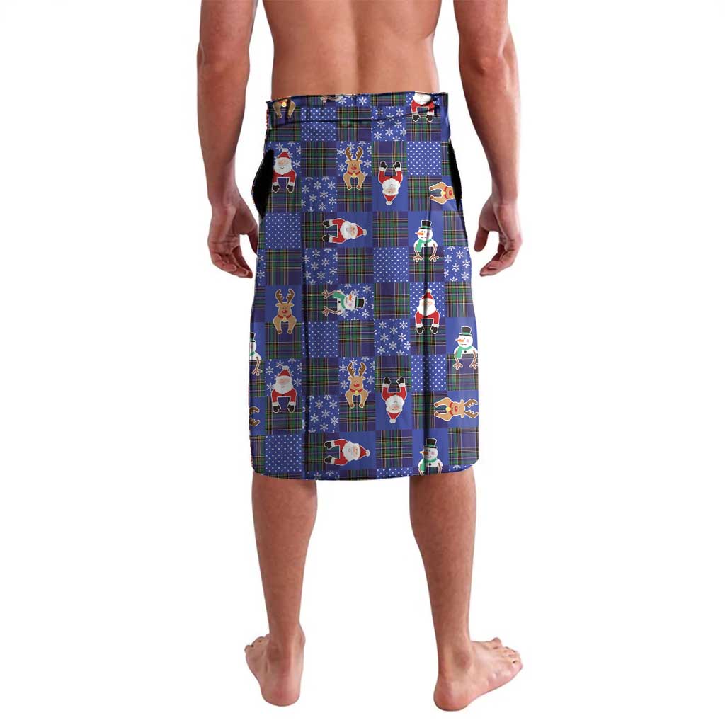 Christmas Patchwork Fake Tuxedo Lavalava Santa and Reindeer Blue Plaid Style - Wonder Print Shop
