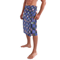 Christmas Patchwork Fake Tuxedo Lavalava Santa and Reindeer Blue Plaid Style - Wonder Print Shop