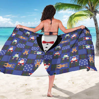 Christmas Patchwork Fake Tuxedo Sarong Santa and Reindeer Blue Plaid Style - Wonder Print Shop