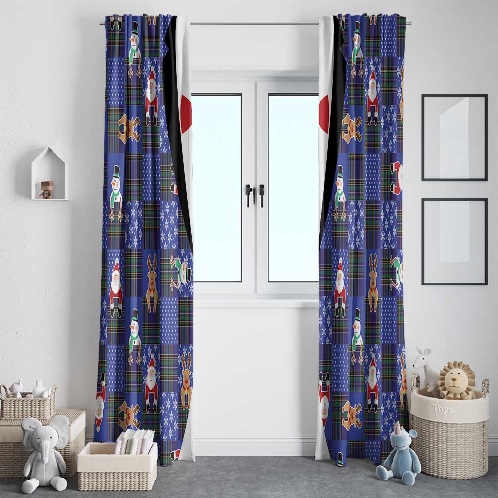 Christmas Patchwork Fake Tuxedo Window Curtain Santa and Reindeer Blue Plaid Style - Wonder Print Shop