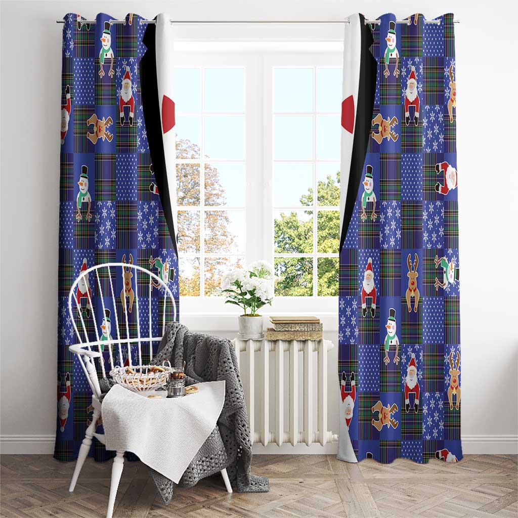 Christmas Patchwork Fake Tuxedo Window Curtain Santa and Reindeer Blue Plaid Style - Wonder Print Shop