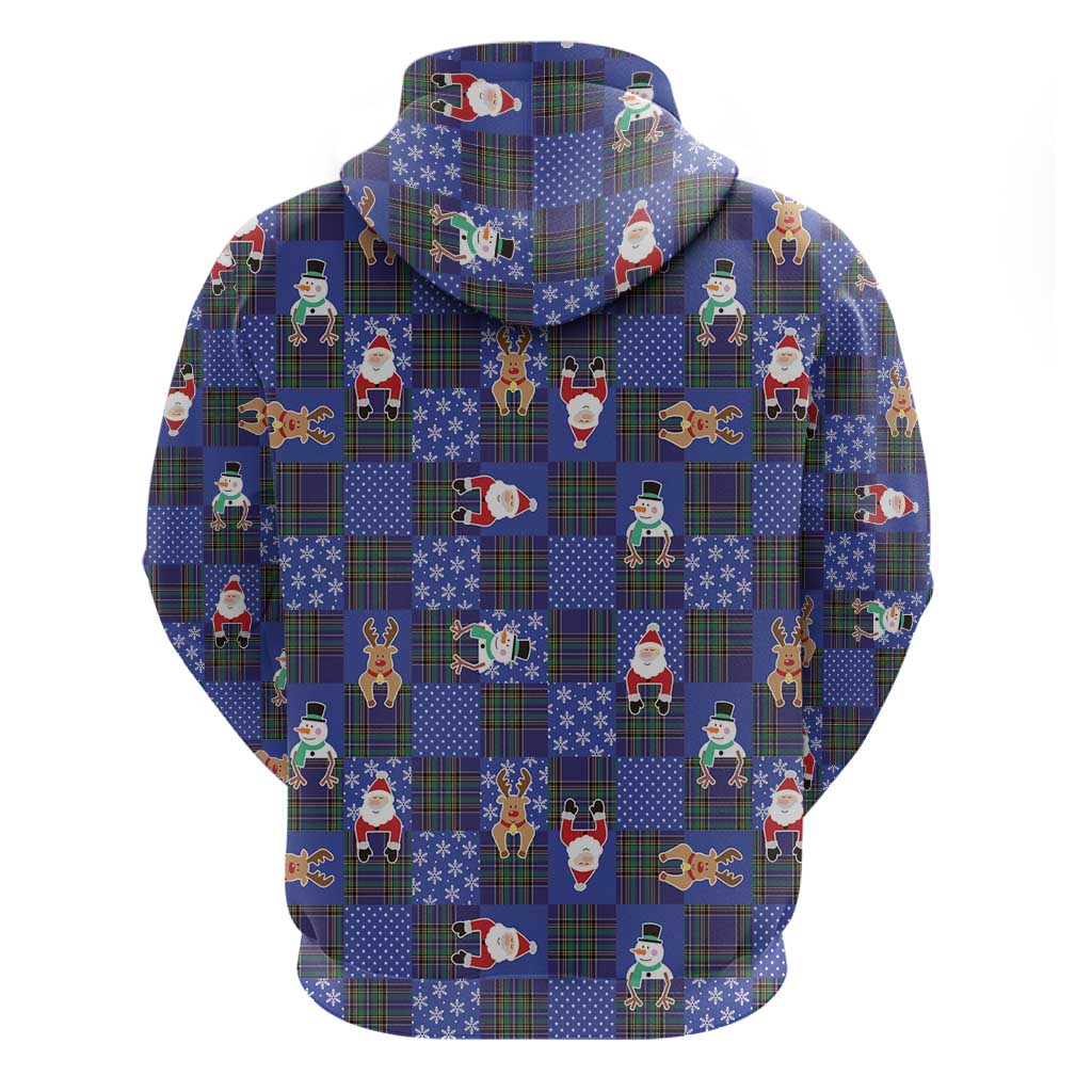 Christmas Patchwork Fake Tuxedo Zip Hoodie Santa and Reindeer Blue Plaid Style - Wonder Print Shop