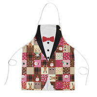 Christmas Patchwork Fake Tuxedo Apron Santa and Reindeer Pink Plaid Style - Wonder Print Shop