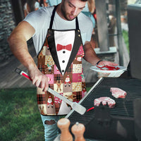 Christmas Patchwork Fake Tuxedo Apron Santa and Reindeer Pink Plaid Style - Wonder Print Shop