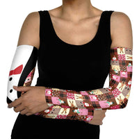 Christmas Patchwork Fake Tuxedo Arm Sleeves Santa and Reindeer Pink Plaid Style - Wonder Print Shop