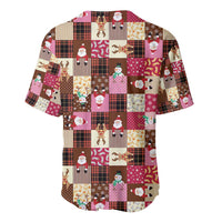 Christmas Patchwork Fake Tuxedo Baseball Jersey Santa and Reindeer Pink Plaid Style - Wonder Print Shop