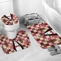 Christmas Patchwork Fake Tuxedo Bathroom Set Santa and Reindeer Pink Plaid Style - Wonder Print Shop