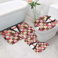 Christmas Patchwork Fake Tuxedo Bathroom Set Santa and Reindeer Pink Plaid Style - Wonder Print Shop
