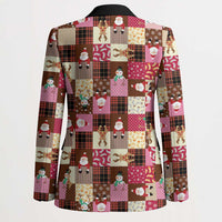 Christmas Patchwork Fake Tuxedo Blazer Santa and Reindeer Pink Plaid Style - Wonder Print Shop