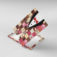 Christmas Patchwork Fake Tuxedo Canvas Wall Art Santa and Reindeer Pink Plaid Style - Wonder Print Shop