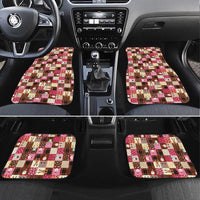 Christmas Patchwork Fake Tuxedo Car Mats Santa and Reindeer Pink Plaid Style - Wonder Print Shop