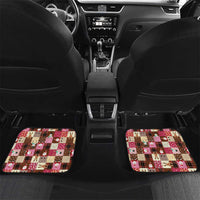 Christmas Patchwork Fake Tuxedo Car Mats Santa and Reindeer Pink Plaid Style - Wonder Print Shop