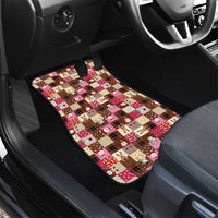 Christmas Patchwork Fake Tuxedo Car Mats Santa and Reindeer Pink Plaid Style - Wonder Print Shop