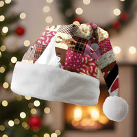 Christmas Patchwork Fake Tuxedo Christmas Santa Hat Santa and Reindeer Pink Plaid Style - Wonder Print Shop