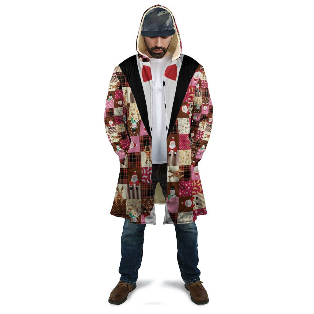 Christmas Patchwork Fake Tuxedo Cloak Santa and Reindeer Pink Plaid Style - Wonder Print Shop