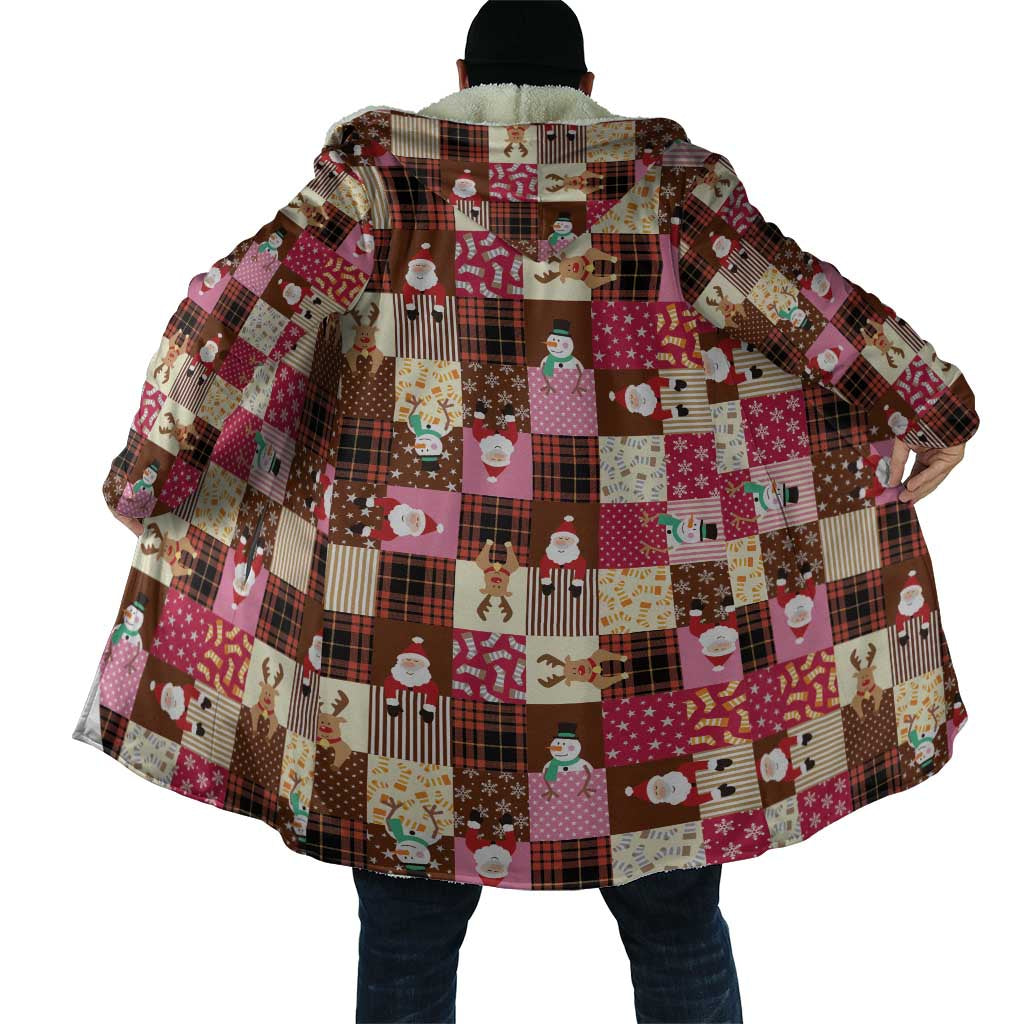 Christmas Patchwork Fake Tuxedo Cloak Santa and Reindeer Pink Plaid Style - Wonder Print Shop