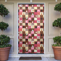 Christmas Patchwork Fake Tuxedo Door Cover Santa and Reindeer Pink Plaid Style - Wonder Print Shop