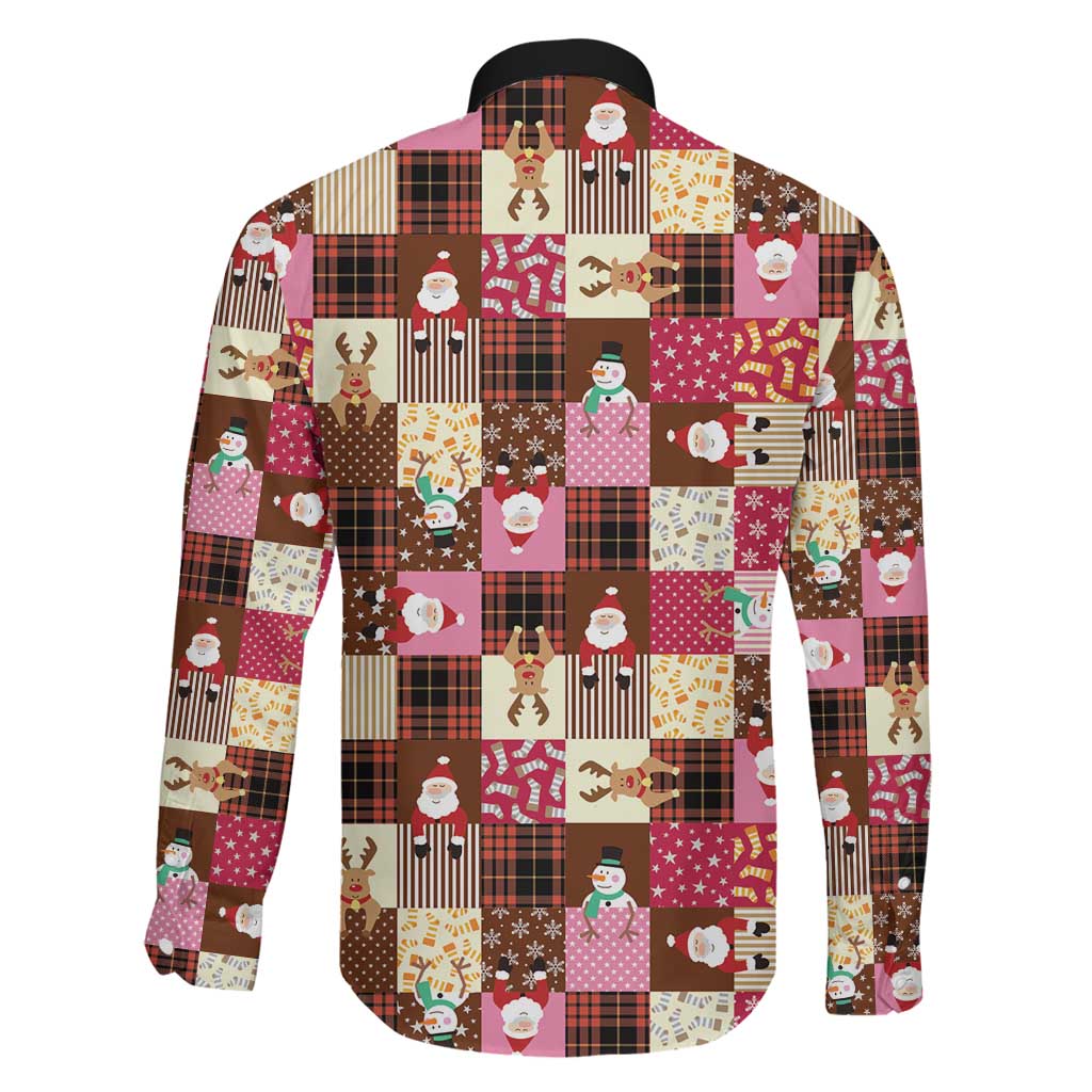 Christmas Patchwork Fake Tuxedo Family Matching Off Shoulder Short Dress and Hawaiian Shirt Santa and Reindeer Pink Plaid Style - Wonder Print Shop
