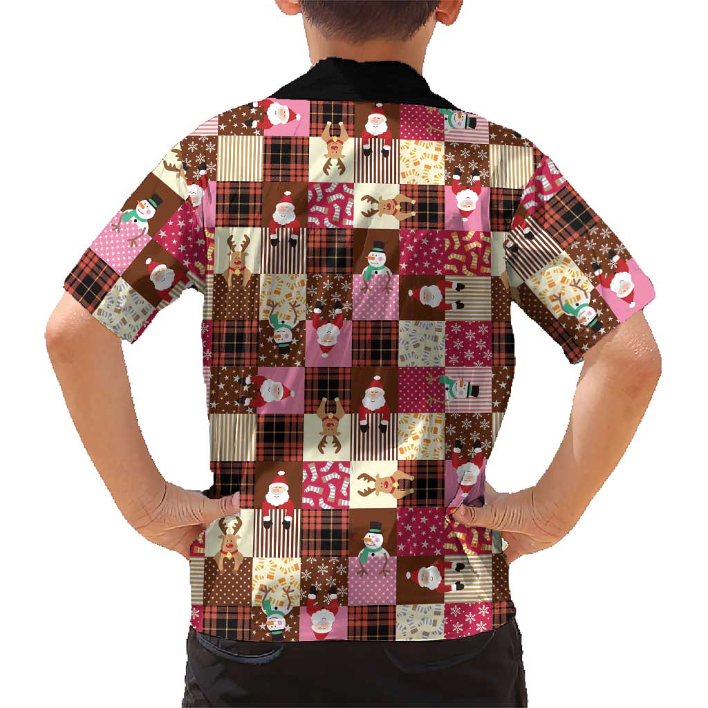 Christmas Patchwork Fake Tuxedo Family Matching Summer Maxi Dress and Hawaiian Shirt Santa and Reindeer Pink Plaid Style - Wonder Print Shop